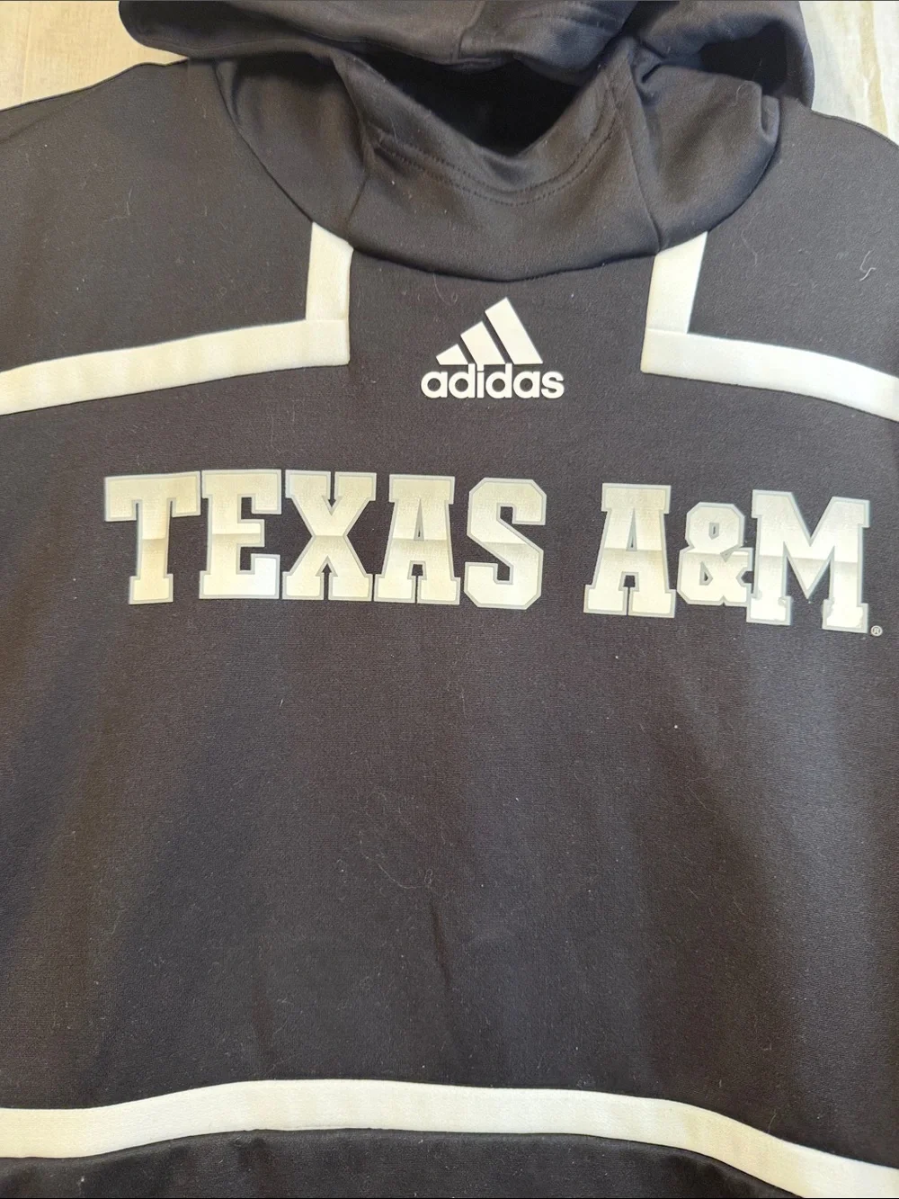 adidas Black Texas A&M Pullover Hoodie with White Trim